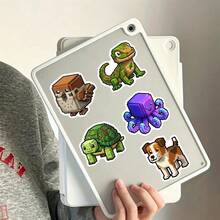 50pcs Cartoon Cute Pixel Animal Stickers, Cute Pixel Game Creative Decorative Stickers For Water Bottles, Phone Cases, Scrapbooking - Multicolor - View 4