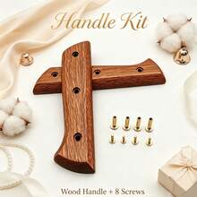 1 Set Wooden Handle, Kitchen Knife Replacement Handle Set, With 4 Pairs Of Locking Screws, Non-Slip Smooth Durable Wooden Handle, Home Old Knife Repair DIY Craft Gift Accessories, Secure Installation; Complete Set, Easy And Convenient Assembly - A - View 2