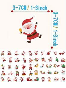50pcs Santa Claus Stickers For Decorating Planner, Journal, Scrapbook, Notebook, Luggage, Guitar, Black And White Notebook, Tablet, Water Bottle, Phone, Christmas Gift Decoration - Multicolor - View 6