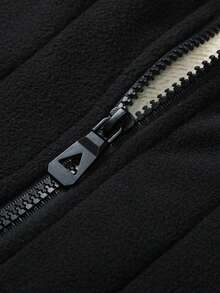 Men's Autumn/Winter Sports Letter Velvet Casual Outdoor Running Vest Jacket - Black - View 6