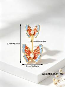 1pc Women's Cute Sexy Butterfly Belly Piercing Navel Ring Body Jewelry, Suitable For Summer Beach Party, Holiday Theme Outfit And Personalized Styling Occasions - Butterfly - View 5