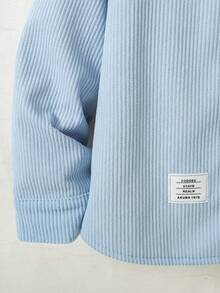 Boys' Casual Fashion Patch-Front Fleece Jacket With Pockets And Patch Design, Long Sleeve, Autumn/Winter - Blue - View 7