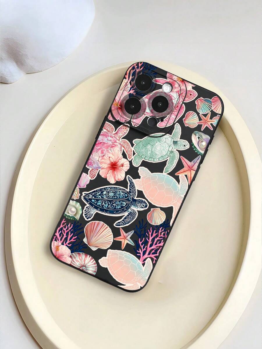 Gradient Sea Turtle Hibiscus Seashell Pattern Liquid Silicone Mobile Phone Case Full-Body Protection Shockproof Anti-Fall TPU Soft Rubber Case Compatible With IPhone 17/17pro/13/14/15/15pro/15 Plus/15 Promax/16/16pro/16plus/16promax/17Air/12pro/13pro/14pro/17Promax/12promax/13promax/14promax/14plus&Compatible With Samsung Galaxy A54 A14 A15 S23 S24 S24ultra S25 A07 A17 S26 A57 - Multicolor - View 1