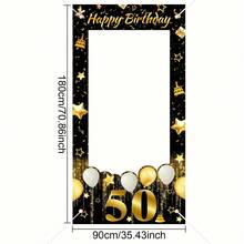 1件裝黑金生日主題相框，Happy Birthday風格派對拍照道具，生日派對裝飾，生日禮物派對小禮品，生日裝飾背景，生日橫幅，附隨機緞帶方便安裝與懸掛 - 生日橫幅 - 查看 11