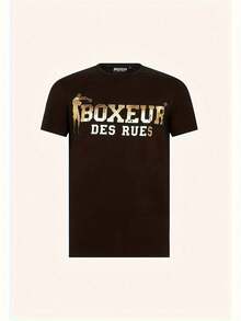 Men's Crew Neck Tee, French Boxeur Des Rues Boxing Graphic Streetwear. All-Season Casual Fitness Apparel, Ideal Gift. Brand BY CXQ - 黑色 - 查看 13