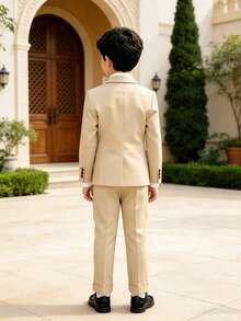 男童新式花童婚禮套裝 表演服 英式風格 3件套 西裝外套 + 長褲 + 領結 - 黃色 - 查看 7
