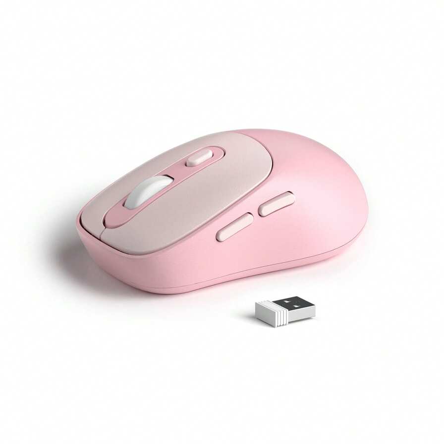 MAGEEGEE 2.4G Laptop Mouse, With USB Receiver, Ultra-Thin Travel Mouse, Compatible With MacBook Air/Pro Laptops, Computers, Tablets - Pink - View 1