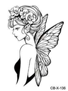 2PCS Semi-Permanent Sweet Cool Fairy Girl Pattern DIY Party Holiday Gift 1-2 Weeks No Fading No Reflection Arm Shoulder Back Leg Temporary Waterproof Tattoo Stickers - Blue - View 8