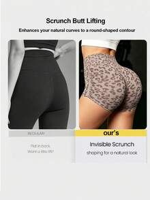 Leopard Print Seamless Yoga Shorts Butt Lifting Peach Hips Fitness Shorts Running Sports Shorts Ladies Short Tights Summer - Khaki - View 2