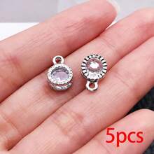 5/10pcs Minimalist Open Frame Geometric Rhinestone Dangle Charms Star Heart Floral Crystal Jewelry Findings For Earrings Bracelets Necklaces - Silver - View 13