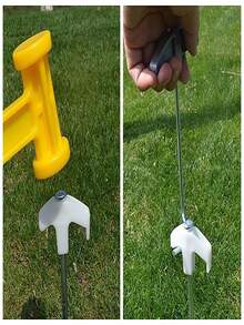 1 Set Heavy Duty Threaded Tent Stakes Kit, 2 Metal Threaded Tent Stakes With 4 Tent Guy Ropes And 4 D-Shaped Clips, Outdoor Camping Beach Awning Fixing Accessories - Multicolor - View 5