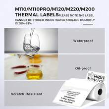 Thermal Labels Compatible With Phomemo M100/M110/M150/M221/M220/M120/M200/M250 Label Printer,(50x40mm), 160Labels/Roll, Black On White - View 6