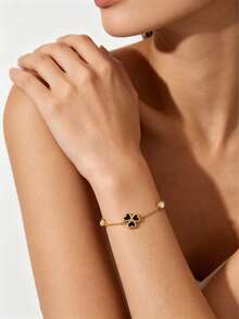 1pc Elegant Casual Commute Stainless Steel Versatile Women's Adjustable Bracelet - Flowers - View 6