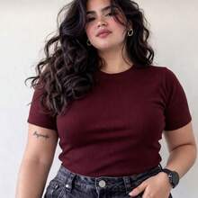 Plus Size T-Shirts - 紫紅色 - 查看 1