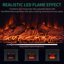 BALCONERA 39 Inch Freestanding Electric Fireplace With Realistic LED Flame Effect, Portable Cosy Fire For Living Room/Bedroom Decor - UK Plug(220-240V) - View 7