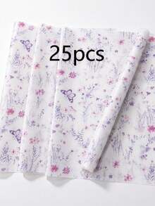 10/20/25/50 Sheets Purple Butterfly Floral Pattern Tissue Paper, Suitable For DIY Crafts, Party Favors, Bouquet Wrapping, Clothing Packaging And Birthday Gift Decoration - Purple Butterfly Floral - View 8