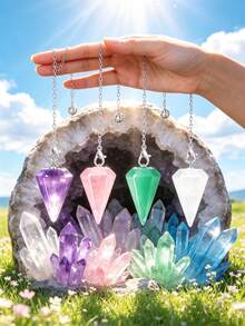 1/3/6/10/20/50pcs Multi-Color Natural Quartz Healing , Used For Spiritual Divination, Cone-Shaped Crystal Quartz Small Size Necklace Jewelry - Multicolor - View 12