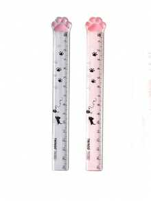 1/2 pièces Règle créative en forme de patte de chat 15cm, Règle en plastique transparent, Règle pour étudiants - Transparent - Voir 10