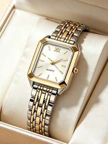 4pcs New Women's Square Watch Jewelry Set, Exquisite Gift, Couples, Mother's Day, Campus Life - Multicolor - View 4