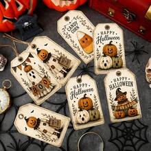 Vintage Halloween Gift Tags, 5 Styles Natural Ghost Pumpkin Candy Corn Hanging Labels, 20pcs/50pcs Vintage Halloween Gift Packaging Tags, Party Decorations, Holiday Atmosphere Props, Party Props, Party Favors - Multicolor-a - View 3