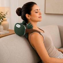Massageador Cervical em Formato de Mão com Aquecimento, Almofada Massageadora Sem Fio para Pescoço e Ombros, Portátil para Escritório e Viagem - Visão 2
