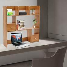 Desktop Storage Organizer Desktop Bookshelf, Home Office Desk Organizer For Study Rooms, Offices, Bedrooms, Libraries - Brown - View 8
