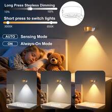 LED Wall Light Battery Powered Wireless LED Picture Light Living Room Furniture Night Light Magnetic Wireless Wall Light & Spotlight Display Light Dimmable Remote Control 3 Lighting Modes Suitable For Photo Frame Artwork And Portrait Lighting Display - Multicolor - View 5