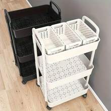 1件 4層/3層實用塑料工具推車,附輪子,用於儲存、整理、廚房收納,附手柄,多功能可移動儲物車,適用於辦公室、客廳、廚房、浴室,可存放零食和玩具 - 彩色 - 查看 5