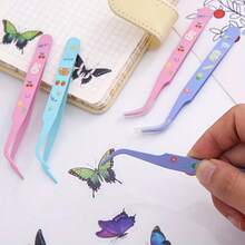 Cute Cartoon Stainless Steel Bent Tweezers, Multi-Function Precision Pliers, Macaron Handmade Scrapbook Clips, Used For DIY Scrapbook Stickers, Paper Cutting Tools, Scrapbook Supplies, Handmade Crafts, Notebooks, School Supplies And Back To School - Multicolor - View 4