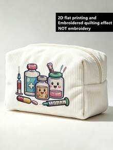 New Cute Nurse Element Pattern Medical Bag - Medicine Bag/Toiletry Bag/Travel Essential, Colorful Design, Suitable For Storing Medicines, Cosmetics And Travel Accessories; Great Gift For Friends And Family, Personal Storage Helper | Fun Design, Portable Zippered Medical/Toiletry Storage Bag, Aviation Standard Cosmetic Bag, Can Store Medicines, First Aid Kit, Etc. (Pattern Randomly Cropped) - Multicolor - View 12