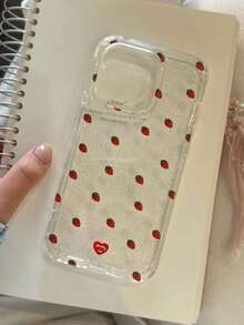 1 buah Casing Ponsel Glitter Transparan Tinggi, Motif Stroberi, Kualitas Premium, Kompatibel dengan Apple 17Promax/16Promax/15Promax/17Pro/17/16Pro/16/15/14/13/12/11 - Clear - View 1