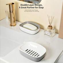 1 Soap Box With Double-Layer Drainage And Automatic Water Drainage, Easy To Clean, Suitable For Home Bathrooms And Kitchens, High-End Design, A Must-Have For Home Decoration, And A Great Gift Choice - Double-layer Soap Dish - View 11