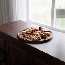 11.8 Inch Round Wooden Cutting Board, Natural Dark Brown Solid Chopping Block For Kitchen Meal Prep, Multi-Purpose Serving Platter For Cheese Appetizers & Snacks, Housewarming Gift For Cooking Lovers - Multicolor - View 6