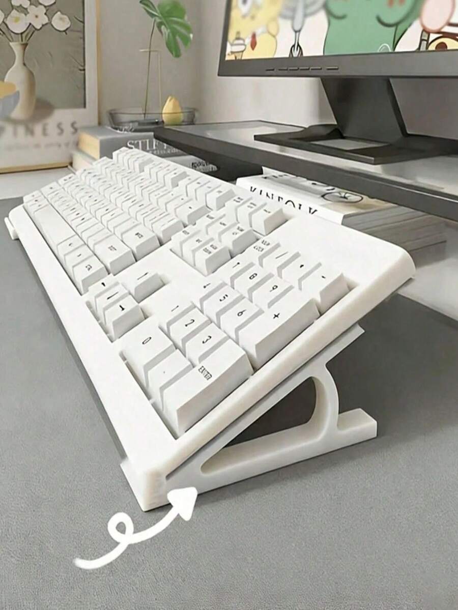 2 piezas/Set Soporte de teclado minimalista, ángulo inclinado ergonómico, reduce efectivamente la fatiga de las manos, estable y duradero, adecuado para trabajadores remotos y estudiantes, bandeja de teclado, soporte de teclado, decoración de la habitación, adorno de escritorio de oficina - Multicolor - Ver 1