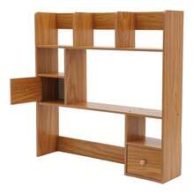 Desktop Storage Organizer Desktop Bookshelf, Home Office Desk Organizer For Study Rooms, Offices, Bedrooms, Libraries - Brown - View 5