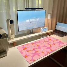1 Large Pink Floral Mouse Pad Featuring An Extended Surface Designed For Gaming And Office Comfort; The Smooth Surface Allows For Effortless Mouse Movement, Making It An Ideal Gift For Home Or Workspace Use. - Mouse Pad - View 2