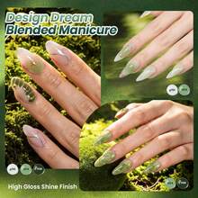 Beetles 5 Colors Green Gel Polish Set, Forest Spectrum 5 Green Jelly Gel Polish With Blooming Gel, Dotting Pen, Marble Nail Art, Soak Off UV LED - 5 Colors with Blooming Gel - 查看 5