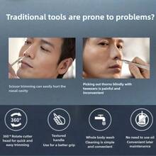 Philips Nose Hair Trimmer, 360° Rotating Blade Head, Washable, Automatic Shaving, NT1620/14 Model, Battery Not Included - Black - View 3