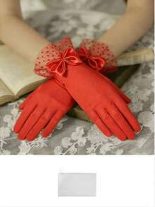 Fashion Polka Dot Mesh Bow Lace Gloves - Multiple Colors Available, Lightweight And Breathable, Suitable For Wedding, Evening Party, Photography, Lolita Outfit, Christmas, Valentine's Day, Engagement, Exquisite Vintage Atmosphere Accessory. - Multicolor - View 15