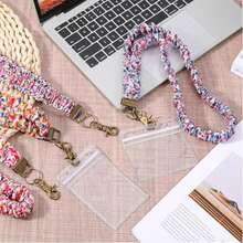 1pc Floral Print Cute Polyester (Polyester) Phone Lanyard ID Badge Holder Keychain Suitable For Daily Wear And Christmas Gift - Lanyard - View 3