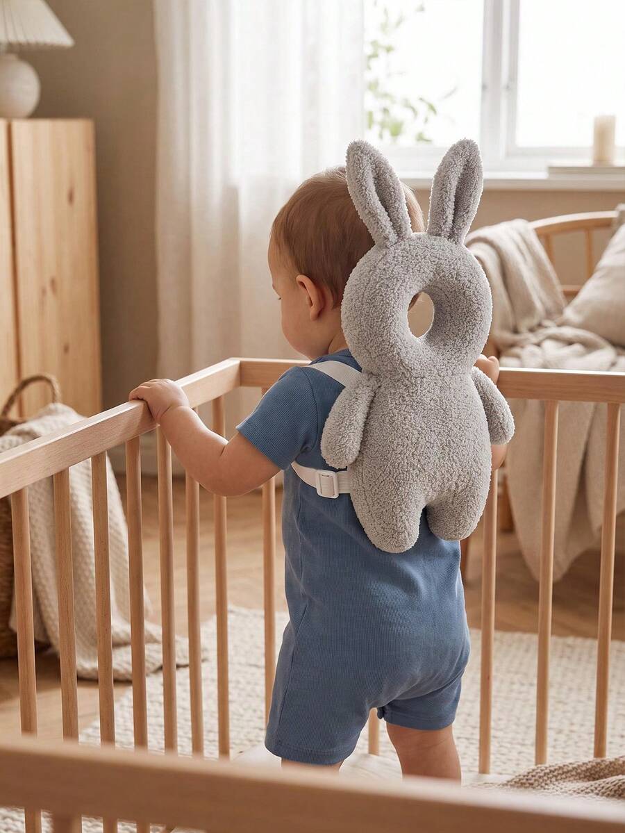 HAPPY WALK خوذة حماية من الاصطدام للأطفال الجيل الثاني المطورة، تصميم أرنب لطيف، مصممة خصيصًا لمراحل الزحف والمشي، حجم أكبر