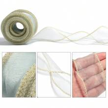 5 Yards/Pack Gold Edge Wavy Fish Tail Mesh Ribbon, Multiple Colors Available - 4.5cm Wide, Perfect For Gift Wrapping, Wedding Decor, Crafts, Bow Making And Floral Arrangements, Multi-Functional Ribbon | Floral Ribbon, Craft Ribbon, Hair Bow Material - Multicolor - View 4