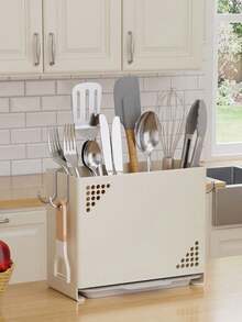Wall-Mounted Kitchen Utensil Storage Rack (No Drilling Required), Detachable Draining Chopstick Holder, Hanging Kitchen Utensil Storage Basket, Multi-Functional Wall-Mounted Spoon And Fork Storage Rack, Kitchen Tool Draining Basket - Multicolor - View 9