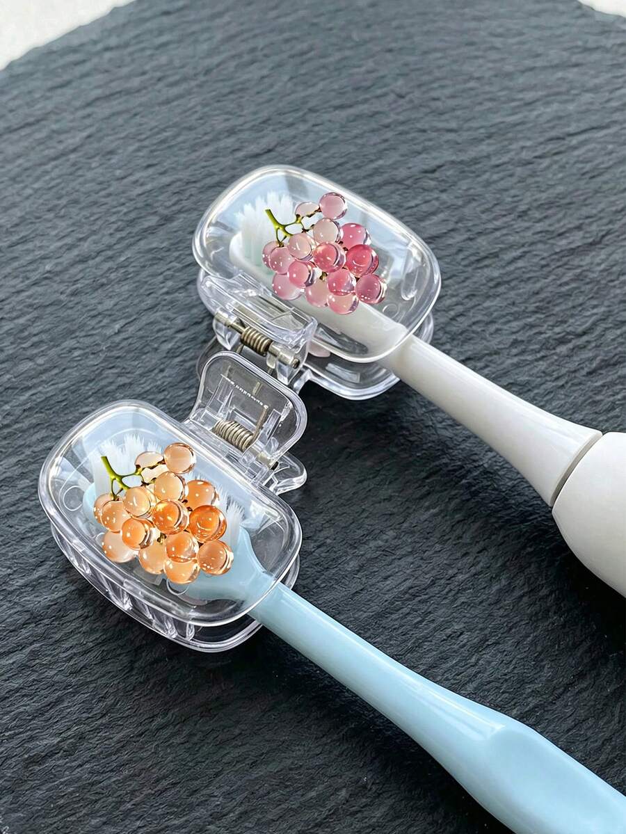 水晶葡萄圖案牙刷架,適用於各種尺寸的牙刷,附通風孔可保持刷頭清潔乾燥,葡萄圖案透明防塵牙刷蓋,適合女性與女孩的旅行牙刷保護蓋,便攜衛生牙刷蓋,浴室美學可愛浴室配件,適用旅行與日常使用,透明夾式牙刷保護蓋,適合居家與旅行使用,居家禮物,返校季返校禮物 - 多色 - 查看 1