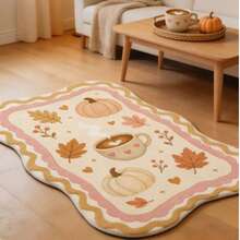 1pc Pumpkin Coffee Maple Leaf Carpet, Autumn/Winter Thickened Area Rug, Living Room Rug, Small Area Rug, Mat, Home Decor, Large Round Carpet For Living Room, Room Decoration, Washable - Multicolor - View 4