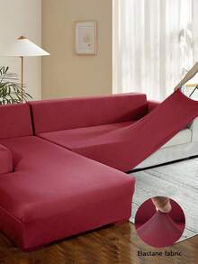 1pc Solid Color Milk Silk Elastic Sofa Cover, Modern All-Season Full Coverage Sofa Slipcover, Pet-Friendly Scratch-Resistant, Machine Washable, Home Decor, 1-Seater/2-Seater/3-Seater/4-Seater - Red - View 1