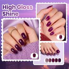 Beetles 6 Colors Purple Nail Polish Set, Quick Dry Air Dry Regular Nail Polish, Dusty Mauve, Dark Purple, Burgundy, Grape & Berry Red, No UV Lamp Needed, 7.5ml Each - 6 Colors Purple Nail Polish Set - 查看 4