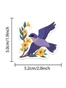 50pcs/Pack Cute Spring Summer Insect Plant Stickers, Decorative Decals For Laptop Guitar Luggage Notebook Phone Stationery Sticker - Multicolor - View 9