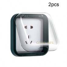 2pcs Waterproof 86 Type Socket Cover, Wall Outlet Cover, Self-Adhesive Switch Cover, Suitable For Bathroom, Kitchen, Bedroom And Outdoor Use - Multicolor - View 13