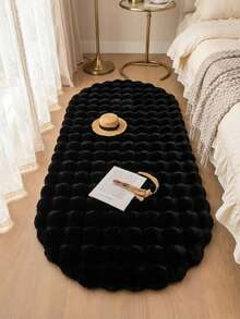 1pc Black Plush Decorative Rug, Cozy Soft Christmas Decor Mat, Perfect For Daily Home And Holiday Decoration, Decorative Rug, Bedroom Decor, Small Rug, Rug, Home Decor, Living Room Rug, Living Room Small Rug, Bedroom Rug, Living Room Home Decor - Multicolor - View 2